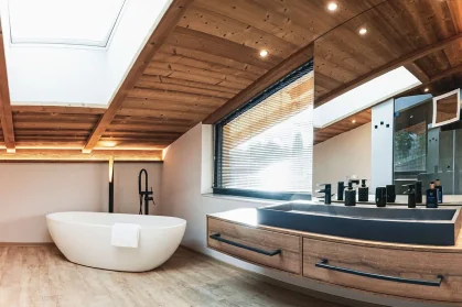 Chalet Mozart designer bathroom rainforest shower fractional chalet Austria