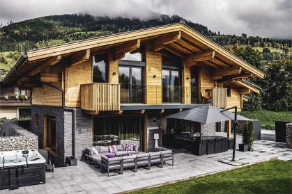 Chalet Mozart wellness area with panoramic High Tauern alpine landscape