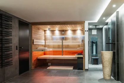 Chalet Mozart sauna cabin natural wood alpine-chic fractional chalet Piesendorf